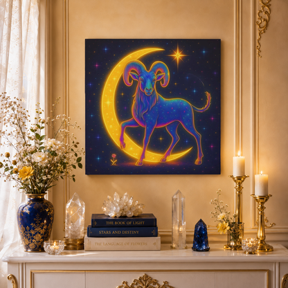 Radiant Rainbow Bull – Celestial Canvas Wall Art (Taurus Inspired)