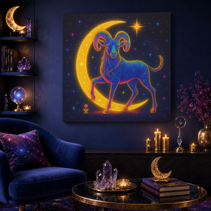 Radiant Rainbow Bull – Celestial Canvas Wall Art (Taurus Inspired)