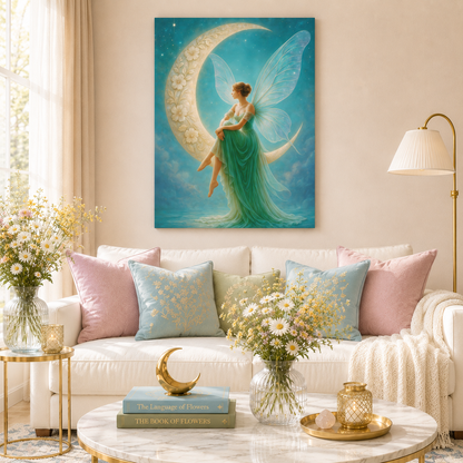 Moonlit Reverie – Art Nouveau Inspired Fairy | Canvas Wall Art