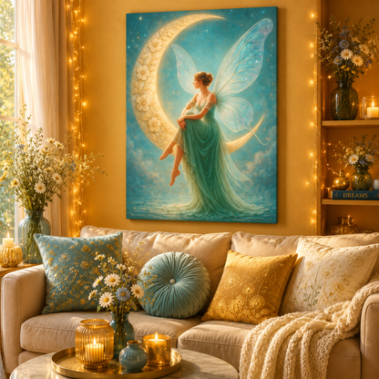 Moonlit Reverie – Art Nouveau Inspired Fairy | Canvas Wall Art