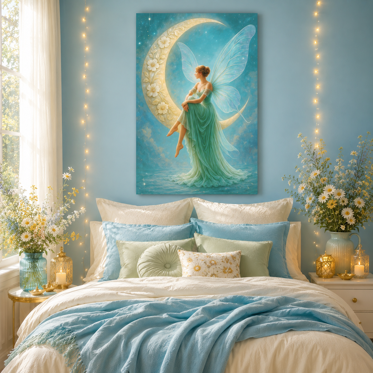 Moonlit Reverie – Art Nouveau Inspired Fairy | Canvas Wall Art