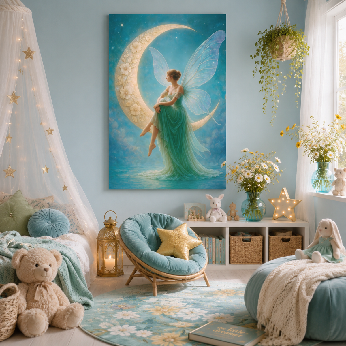 Moonlit Reverie – Art Nouveau Inspired Fairy | Canvas Wall Art