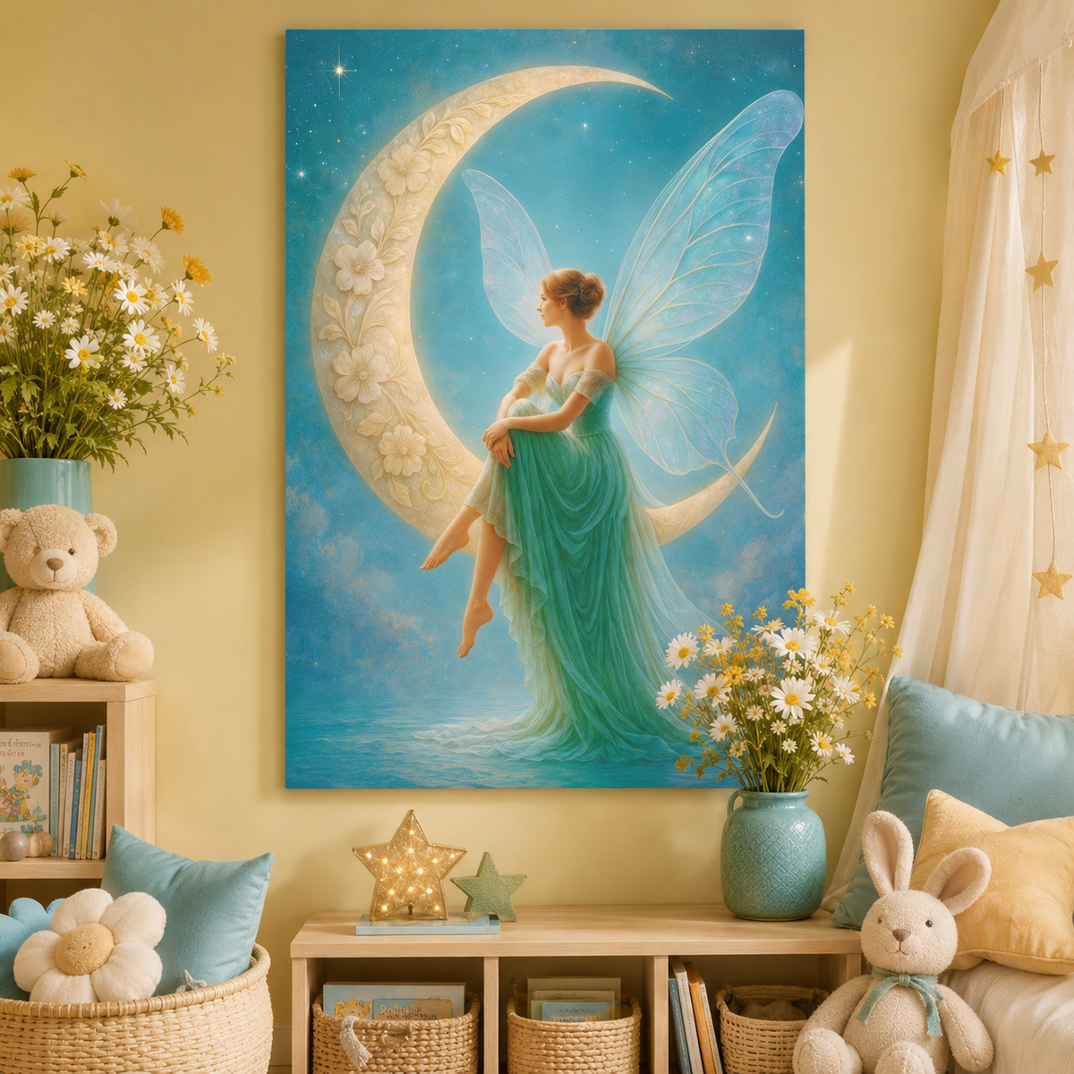 Moonlit Reverie – Art Nouveau Inspired Fairy | Canvas Wall Art