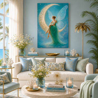 Moonlit Reverie – Art Nouveau Inspired Fairy | Canvas Wall Art