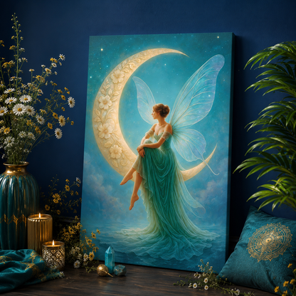 Moonlit Reverie – Art Nouveau Inspired Fairy | Canvas Wall Art