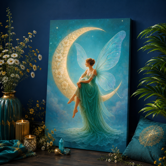 Moonlit Reverie – Art Nouveau Inspired Fairy | Canvas Wall Art