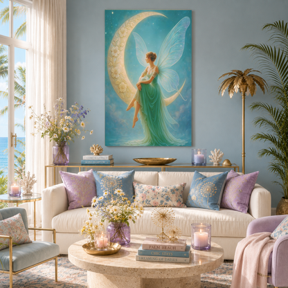 Moonlit Reverie – Art Nouveau Inspired Fairy | Canvas Wall Art