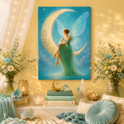 Moonlit Reverie – Art Nouveau Inspired Fairy | Canvas Wall Art