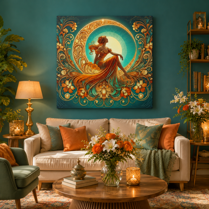 Rising Star - Glamorous Goddess Art Nouveau Canvas Wall Art