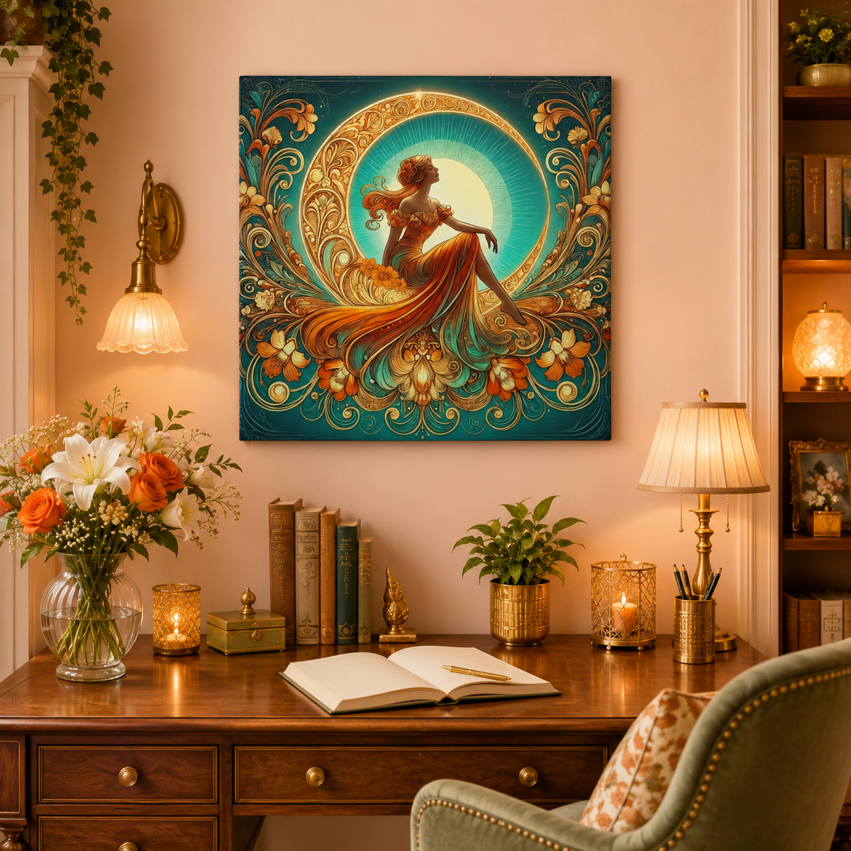 Rising Star - Glamorous Goddess Art Nouveau Canvas Wall Art
