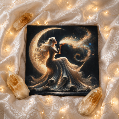 Stardust Wishes – Glamorous Moon Goddess Canvas Wall Art (Art Nouveau Inspired)