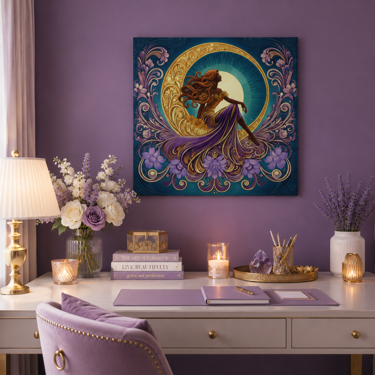 Star of the Moon | Glamorous Goddess Art Nouveau Wall Art