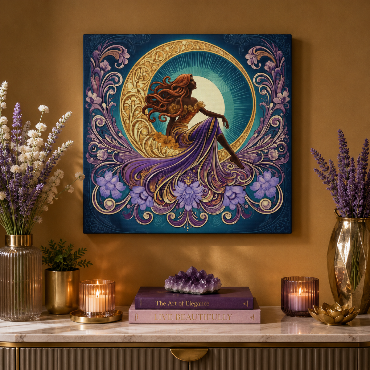 Star of the Moon | Glamorous Goddess Art Nouveau Wall Art