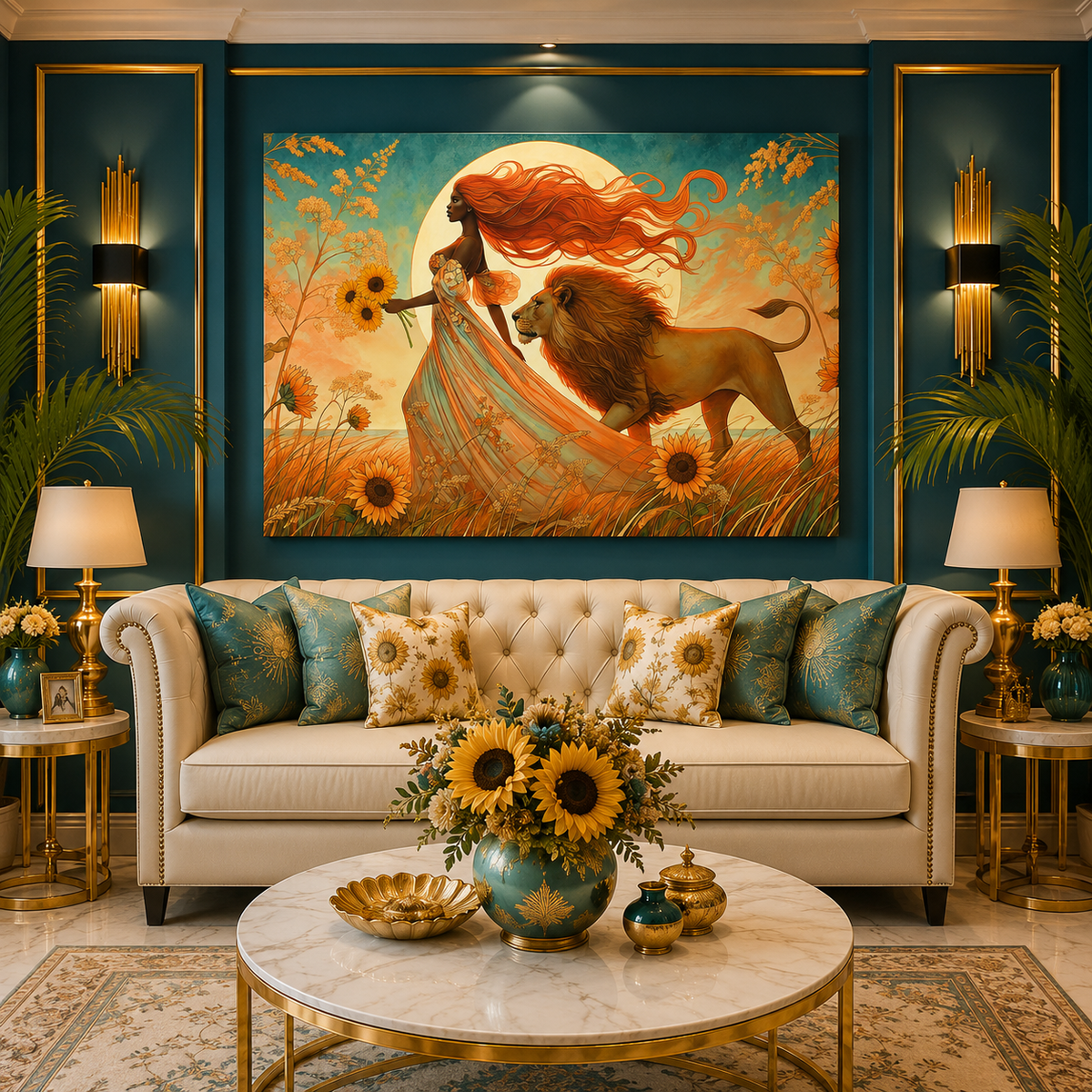Leo Radiance – Regal Majesty Zodiac Canvas Wall Art