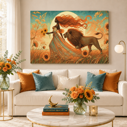 Leo Radiance – Regal Majesty Zodiac Canvas Wall Art