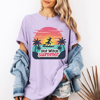 Hot Witch Summer - Surfing Retro Sunset Beach Tee