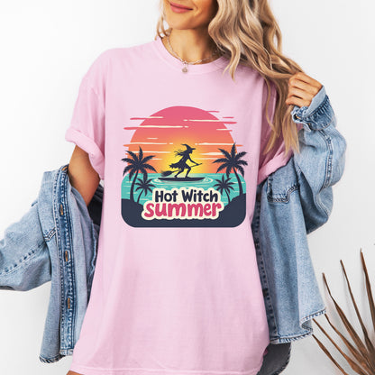 Hot Witch Summer - Surfing Retro Sunset Beach Tee