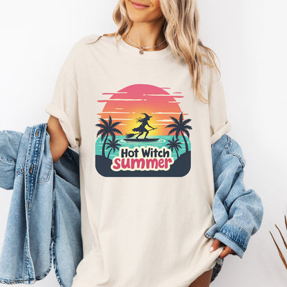 Hot Witch Summer - Surfing Retro Sunset Beach Tee