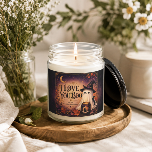 Halloween Cute Ghost Soy Candle I Love You Boo Scented Jar 4oz & 9oz