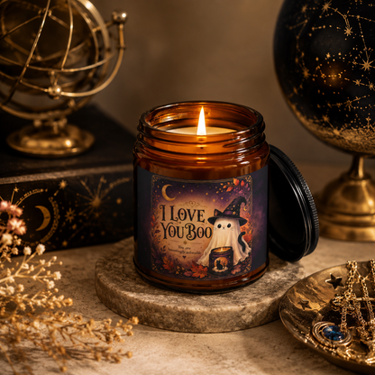Halloween Cute Ghost Soy Candle I Love You Boo Scented Jar 4oz & 9oz