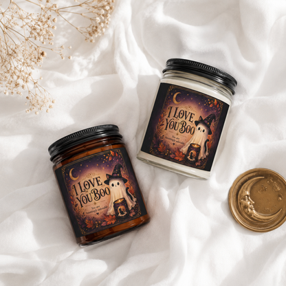 Halloween Cute Ghost Soy Candle I Love You Boo Scented Jar 4oz & 9oz