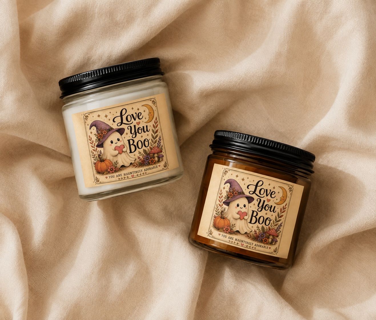 Love You Boo  Spooky Ghost Autumn Soy Candle 4oz and 9oz