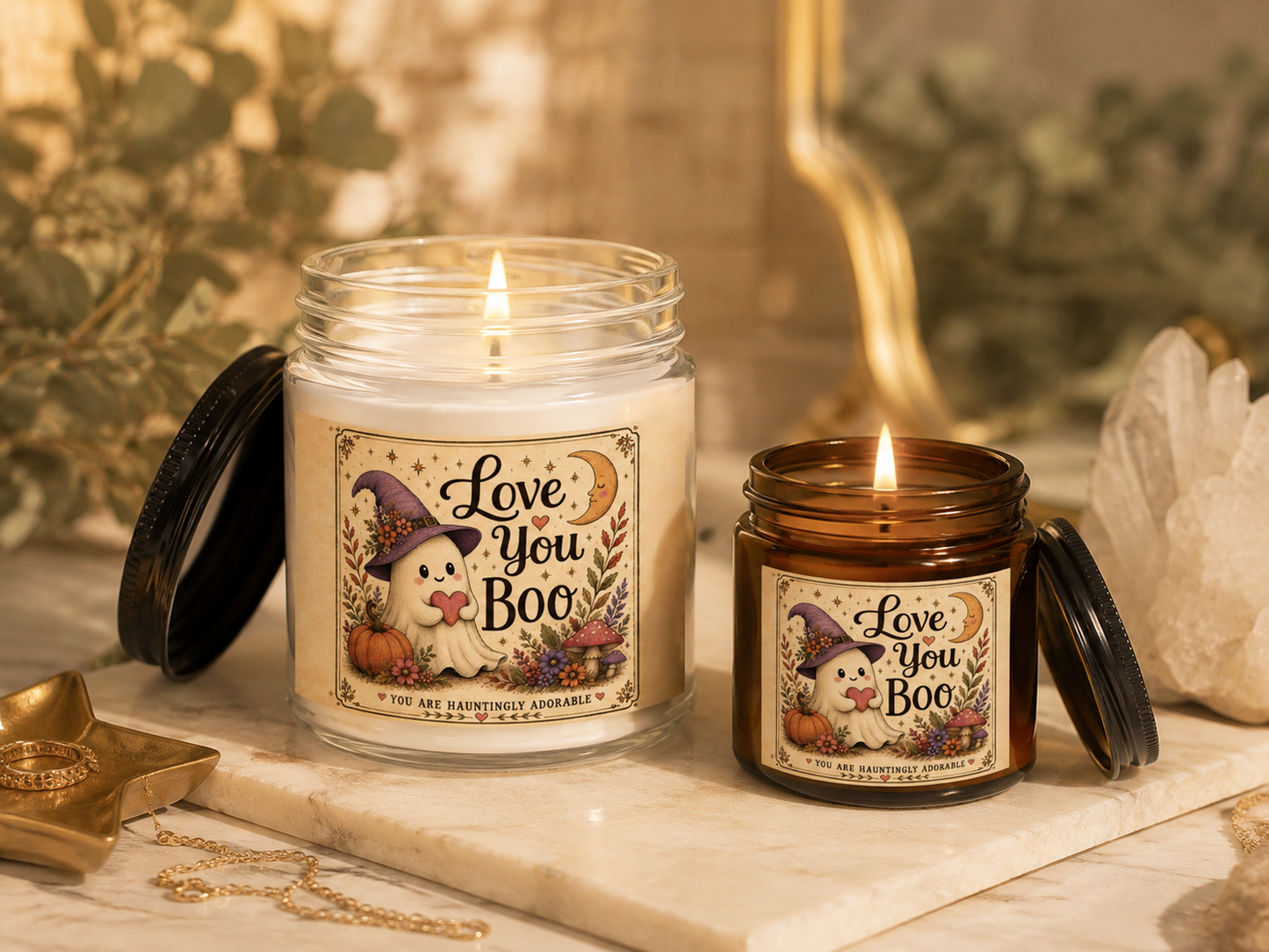 Love You Boo  Spooky Autumn Halloween Ghost Soy Candle 4oz and 9oz