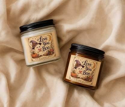 Love You Boo  Spooky Autumn Halloween Ghost Soy Candle 4oz and 9oz