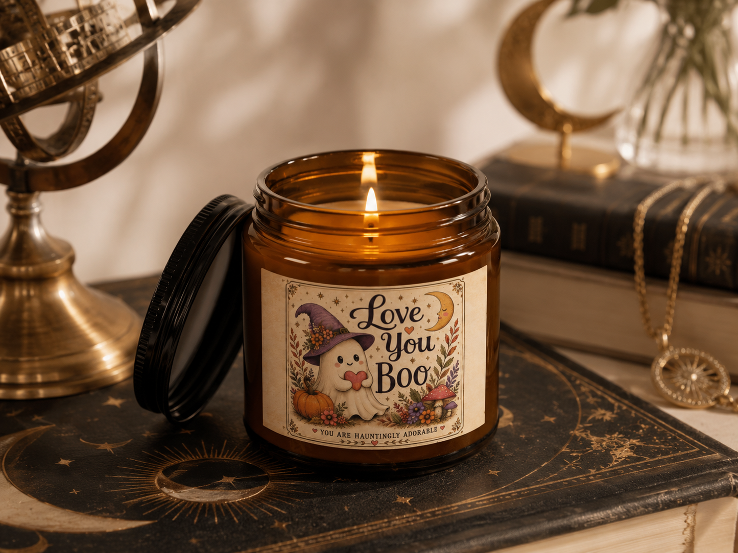 Love You Boo  Spooky Autumn Halloween Ghost Soy Candle 4oz and 9oz