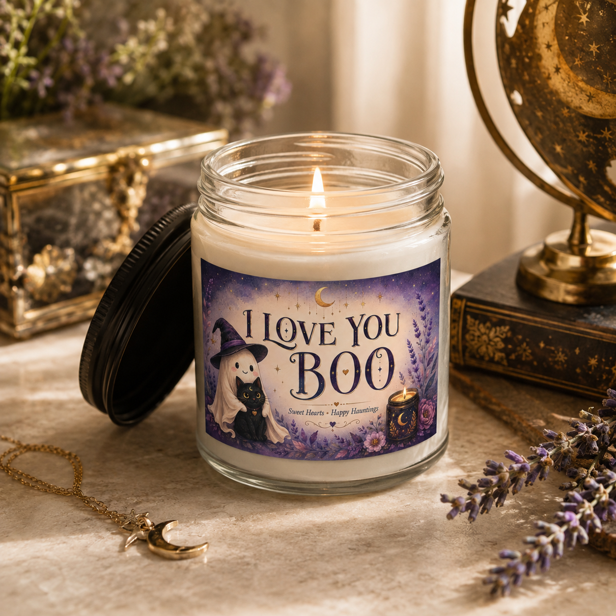 I Love You Boo Halloween Candle