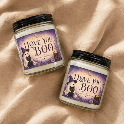 I Love You Boo Halloween Candle