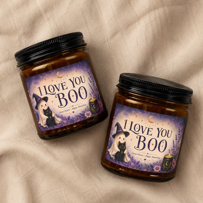 I Love You Boo Halloween Candle