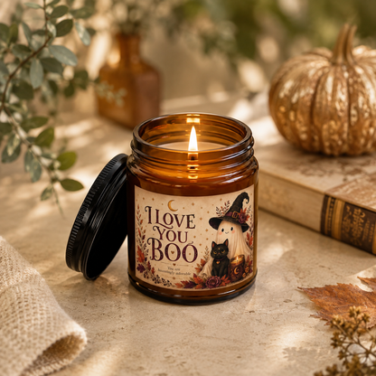 I Love You Boo Spooky Cute Halloween Candle