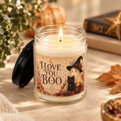 I Love You Boo Spooky Cute Halloween Candle