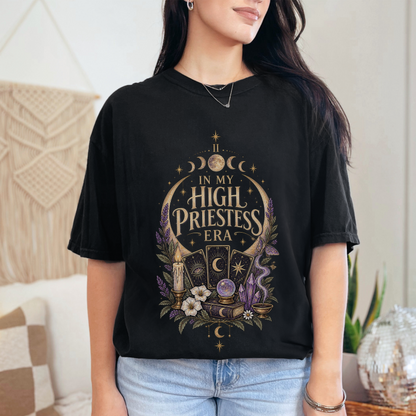 High Priestess Altar Boho Unisex T-shirt | Moon Phases, Crystals, Tarot