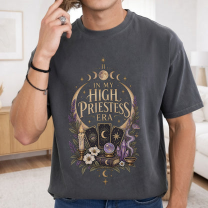 High Priestess Altar Boho Unisex T-shirt | Moon Phases, Crystals, Tarot