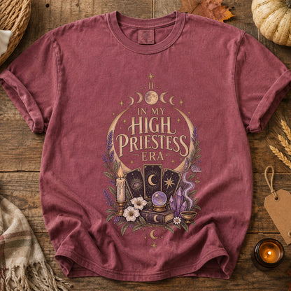 High Priestess Altar Boho Unisex T-shirt | Moon Phases, Crystals, Tarot
