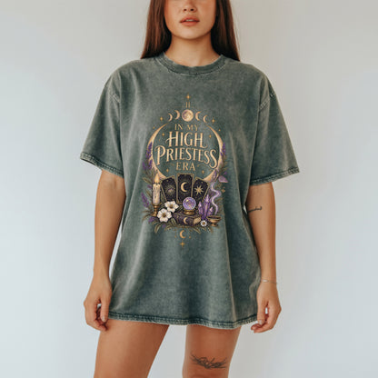 High Priestess Altar Boho Unisex T-shirt | Moon Phases, Crystals, Tarot