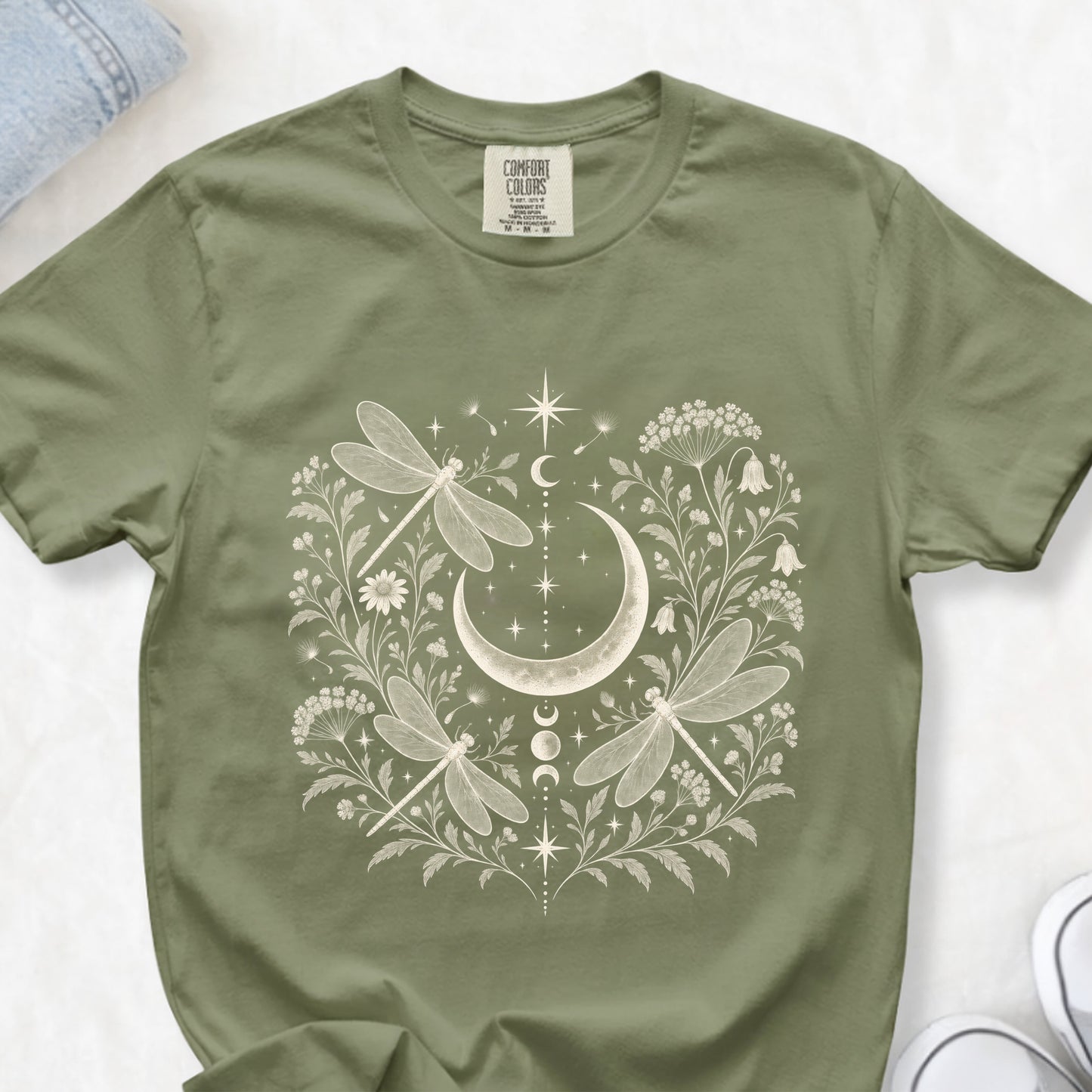 Moon and Dragonflies Boho Unisex Shirt