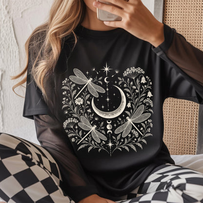 Moon and Dragonflies Boho Unisex Shirt