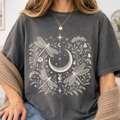 Moon and Dragonflies Boho Unisex Shirt