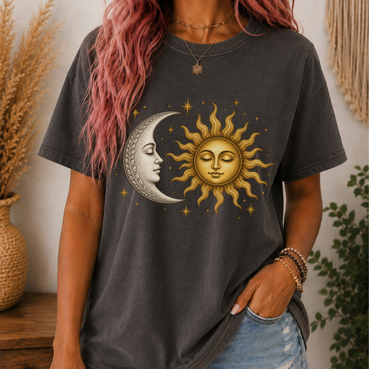 Sun and Moon Unisex T-shirt | Celestial Boho Graphic Tee