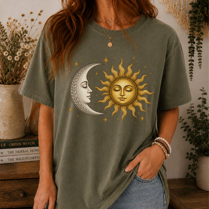 Sun and Moon Unisex T-shirt | Celestial Boho Graphic Tee