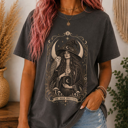 High Priestess Boho Unisex T-shirt | Tarot Witchy Graphic Tee