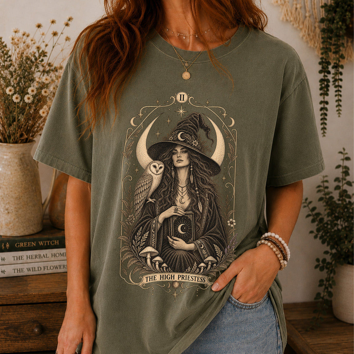 High Priestess Boho Unisex T-shirt | Tarot Witchy Graphic Tee