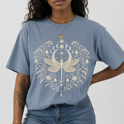 Boho Moon & Floral Mystic Dragonfly T-Shirt
