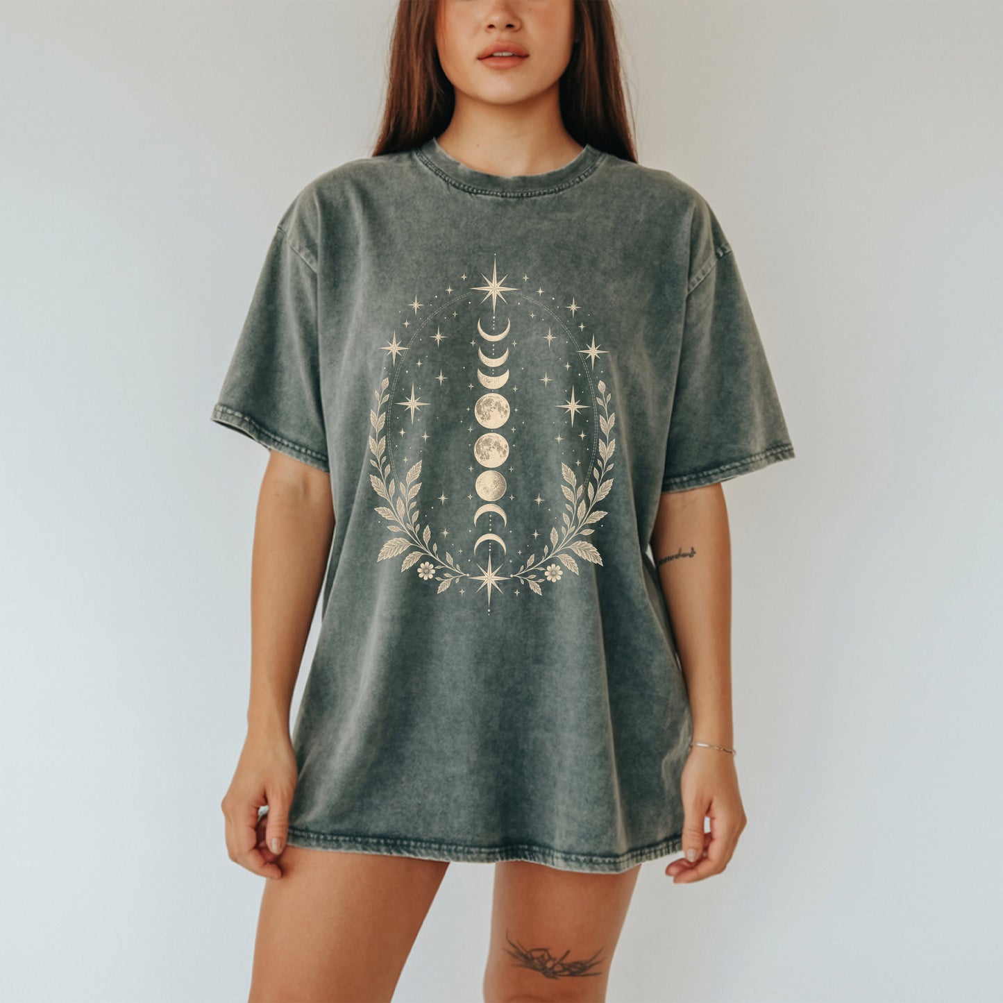 Vintage Celestial Crescent Moon and Stars T-Shirt