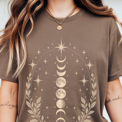 Vintage Celestial Crescent Moon and Stars T-Shirt