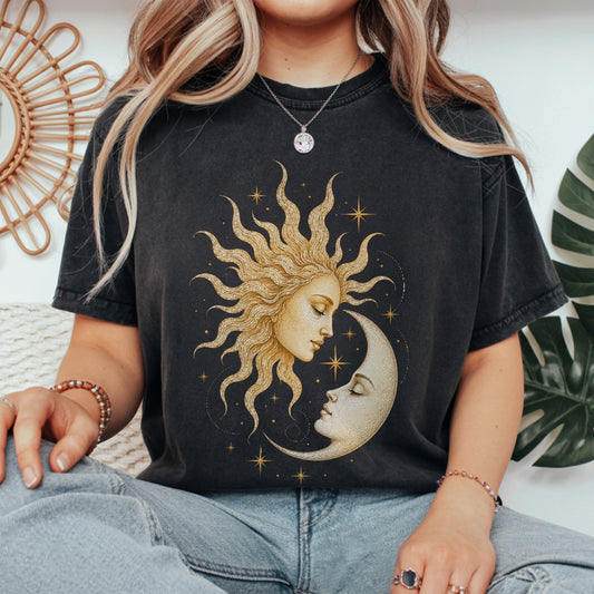 Boho Celestial Moon and Sun Unisex T-Shirt