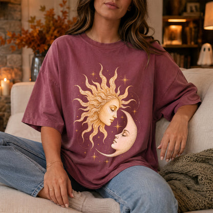 Boho Celestial Moon and Sun Unisex T-Shirt